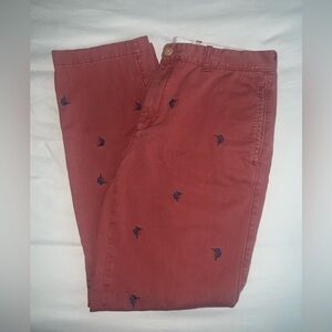 Men J.crew red embroidered swordfish chinos. Classic fit 34x32